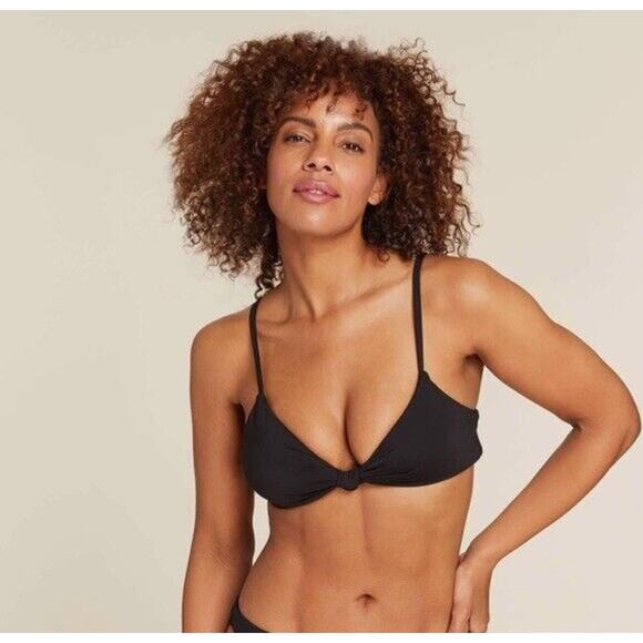 ANDIE SWIM The Santorini Knot Front Bikini Top in Black Size Small - Picture 3 of 7